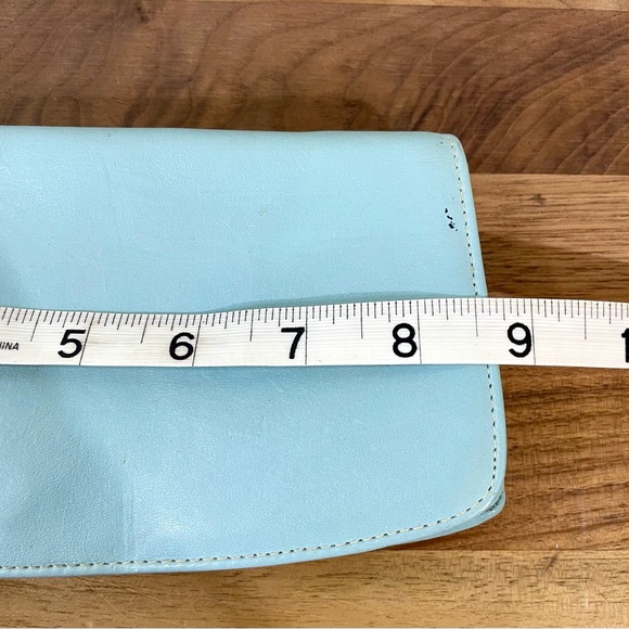 Vtg Clutchette Sleek Structured  Clutch Minimalist Robins Egg Blue Modern Preppy - Picture 13 of 15